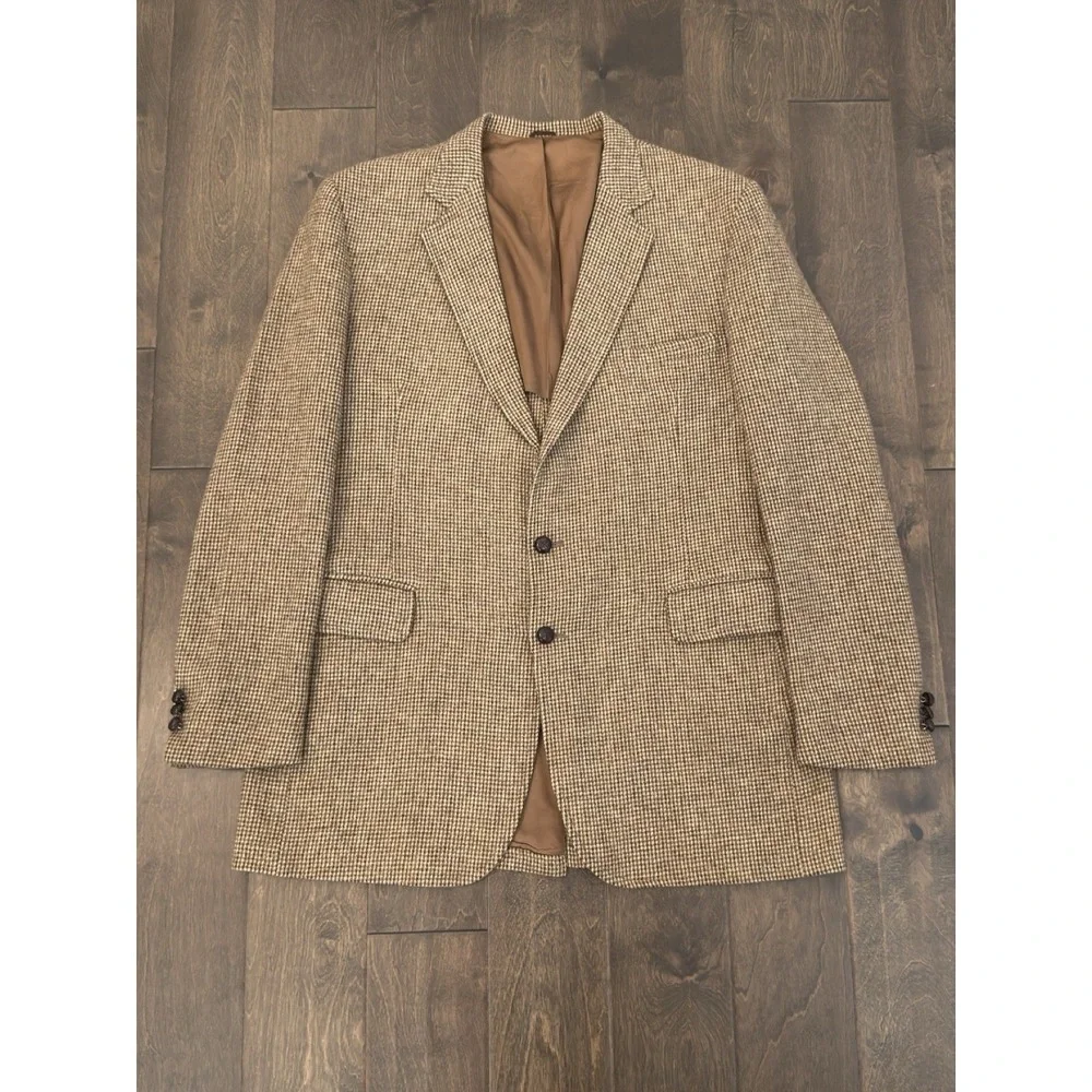 Vintage Stafford Tweed Men 100% Wool Sports Coat Suit Jacket Blazer Size 44L USA
